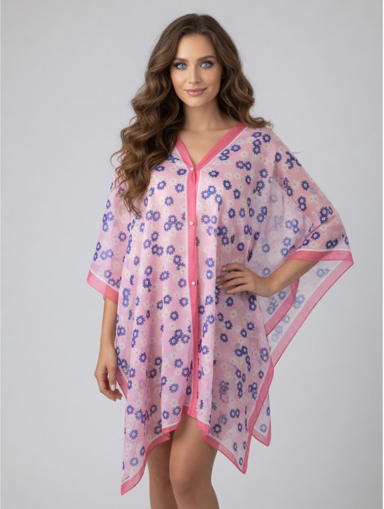 Reversible Pearl Chiffon Top with Floral Print